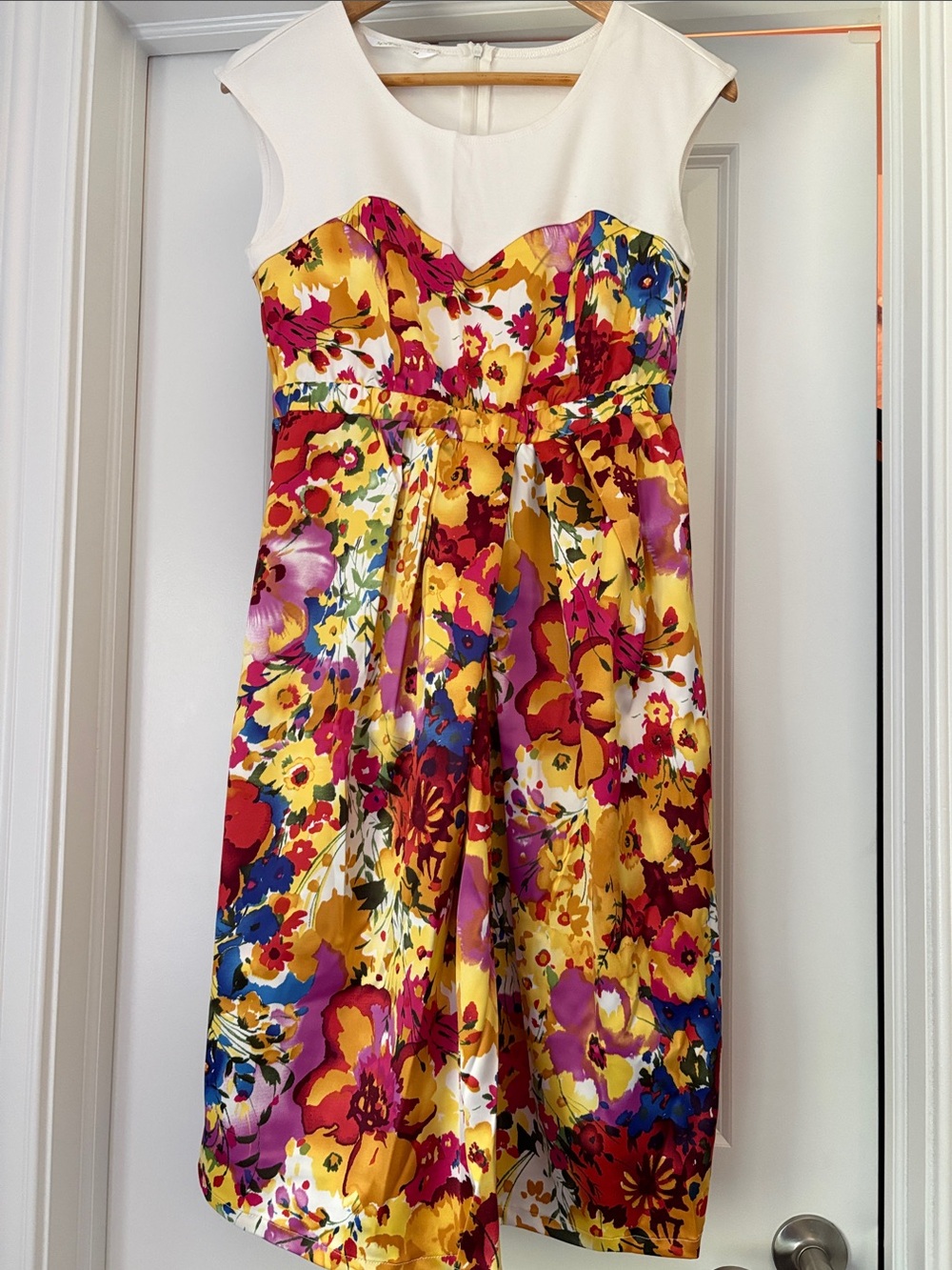 The Spring Shop White & Yellow Floral Midi Dress